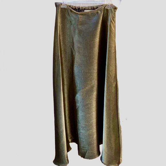 Notations shimmering metallic silky maxi skirt vintage holiday party stretchy - Picture 7 of 7